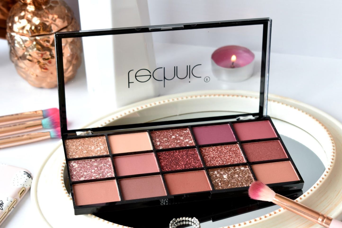 Buy Technic Invite You Eyeshadow Palette ( Nude )Get Free Femme Fatale Loose Powder+ Powder Puff