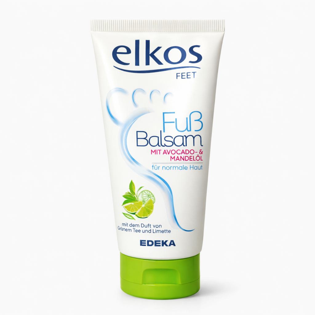 Elkos Foot Cream With Avocado & Almond Oil (Tea ☕ & Lime 🍋🟩) 100ml ( Défaut Emballage)