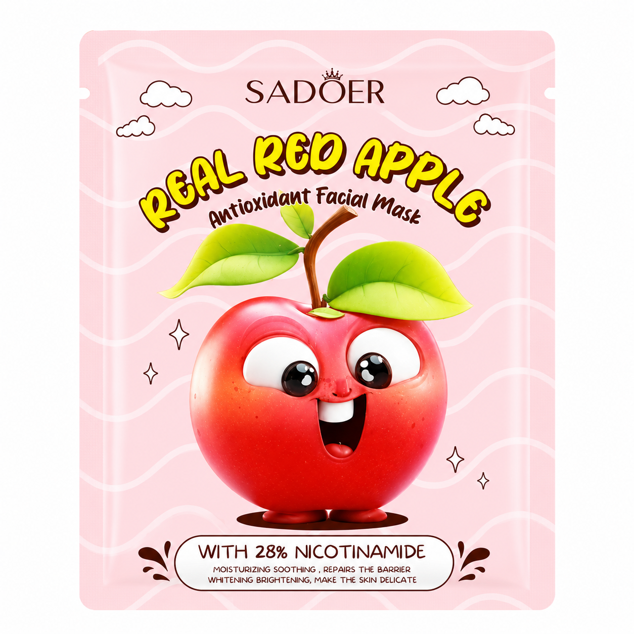 Sadoer Real Red Apple 28% Nicotinamide Antioxidant Moisturizing & Repair Face Sheet Mask