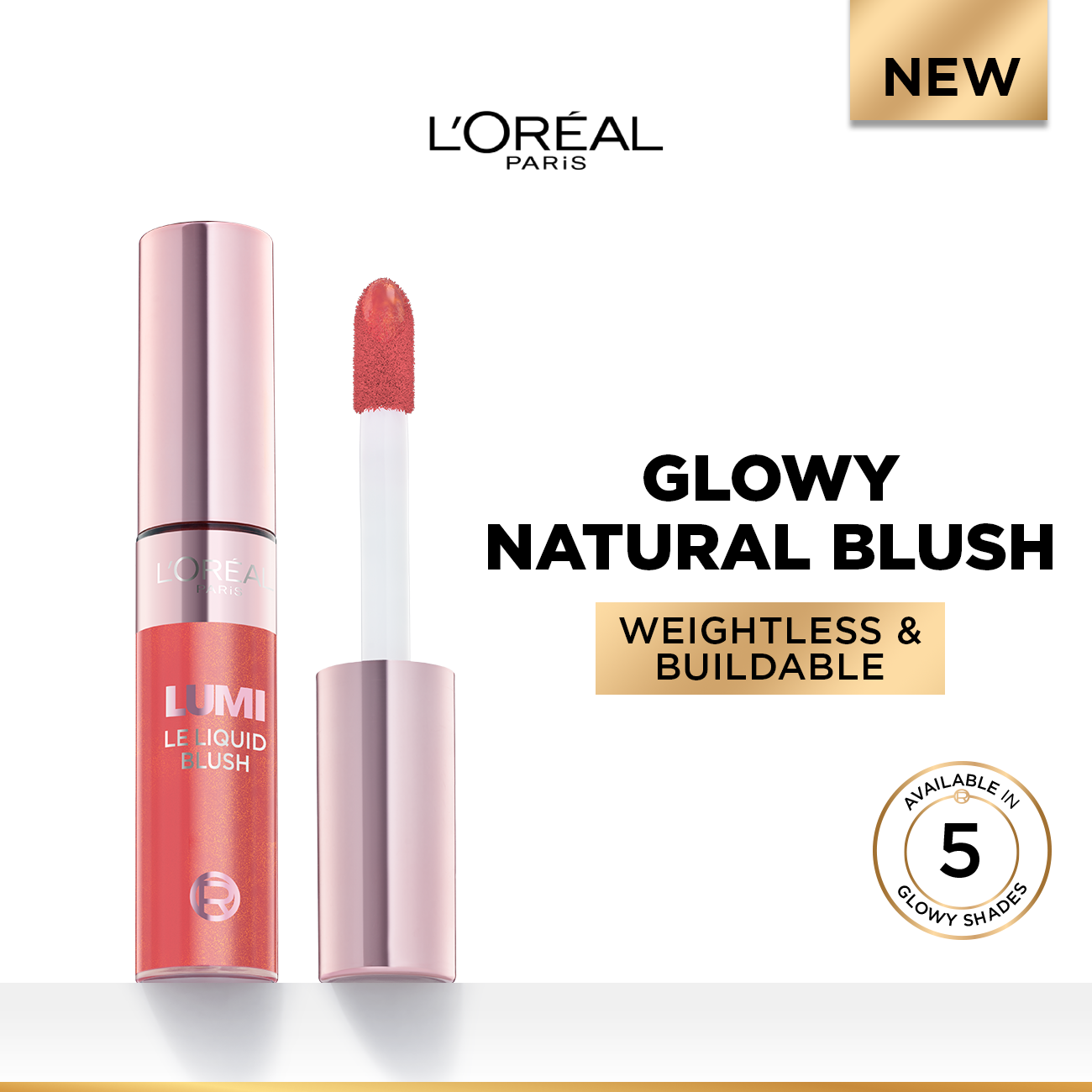 L'Oreal Paris Lumi Le Liquid Blush with a Glowy Radiant Natural Blush Finish, Weightless and Buildable 625 Glowy Gold Pink