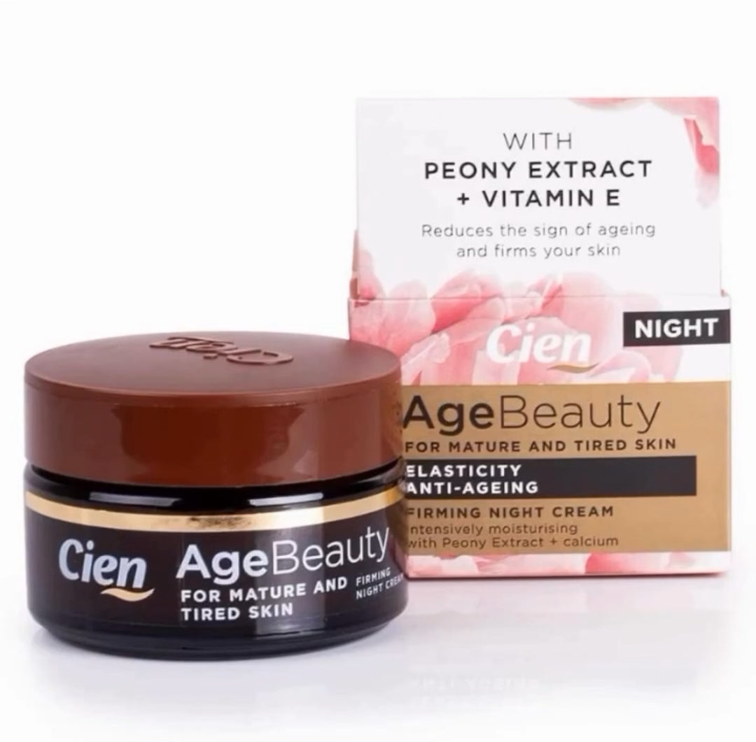 Cien Age Beauty For Mature And Tired Skin +Anti- Wrinkle Firmness Provides Intense hydration Peony extract + Calcium Night Cream ( هيد لبعد عمر ٤٠)