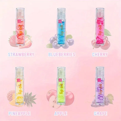 Fruit Lip Gloss 6 Pcs ( Strawberry 🍓 , Blueberry 🫐 , Cherry 🍒 , Pineapple 🍍, Apple 🍏 , Grape 🍇 )