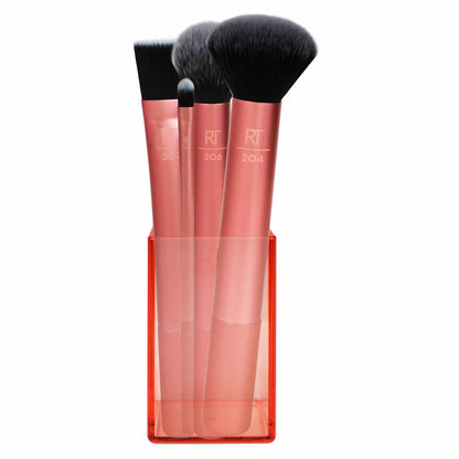 Real Techniques Base Flawless Base Brush Set ( Foundation , Concealer & Highlighter ) + Holder