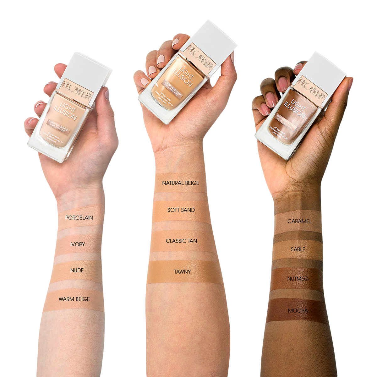 Flower Beauty Light Illusion Luminous Foundation SPF 18 Nude L3 ( Only Swatched )