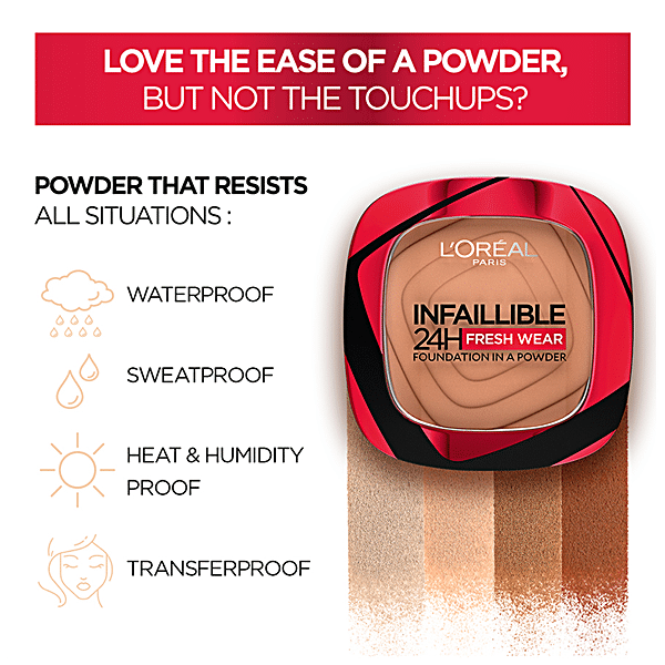 L'Oreal Paris Infallible Fresh Wear Foundation in a Powder, Up to 24 Hour Wear, 180 Linen ( Pre-order )