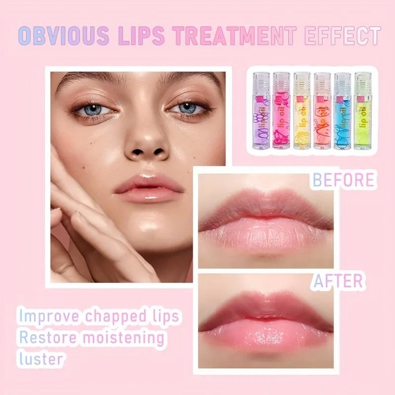 Fruit Lip Gloss 6 Pcs ( Strawberry 🍓 , Blueberry 🫐 , Cherry 🍒 , Pineapple 🍍, Apple 🍏 , Grape 🍇 )