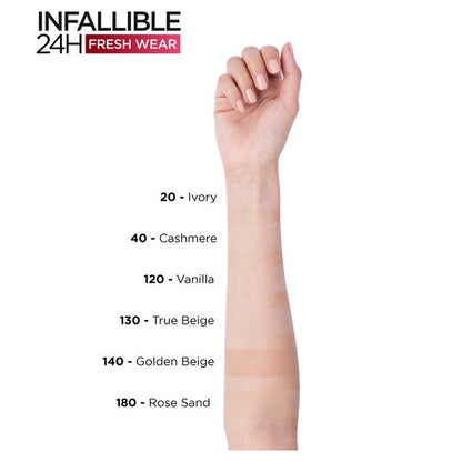 L'Oreal Paris Infallible Fresh Wear Foundation in a Powder, Up to 24 Hour Wear, 180 Linen