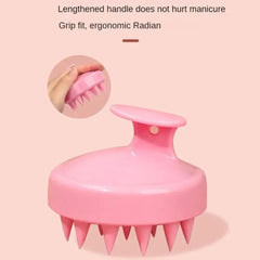 Hair Shampoo Brush,Scalp Massager Brush,Manual Head Scalp Massage Brush for Wet & Dry, Soft Silicone Bristles Care for The Scalp, Promote Hair Growth (Pink)