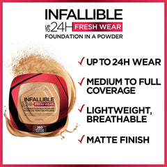 L'Oreal Paris Infallible Fresh Wear Foundation in a Powder, Up to 24 Hour Wear, 220 Sand ( Pre-order )