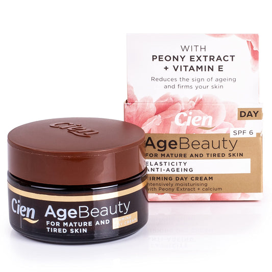 Cien Age Beauty Anti-Ageing Firming Moisturizing Day Cream With Poeny Extract, Calcium, Vitamin E, SPF 6 - 50ml