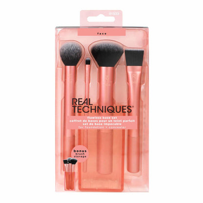 Real Techniques Base Flawless Base Brush Set ( Foundation , Concealer & Highlighter ) + Holder