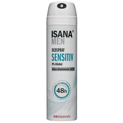 Buy Isana Men Sensitive Antitranspirant Deodorant Spray, 150 ml , 48 Hours Get Free 5 pcs Capsule Aloe Vera