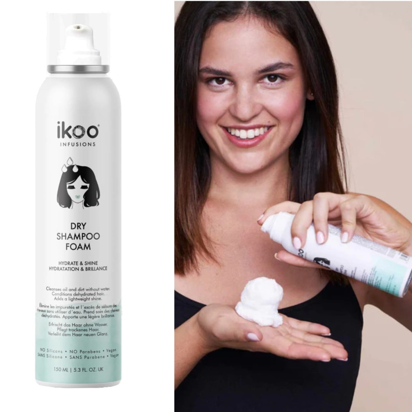 Hydrate & Shine Dry Shampoo Foam - Ikoo Infusions Shampoo Foam Color Hydrate & Shine (ممتاز للشعر الدهني ) ( Free Gift ) For Order Above 45$