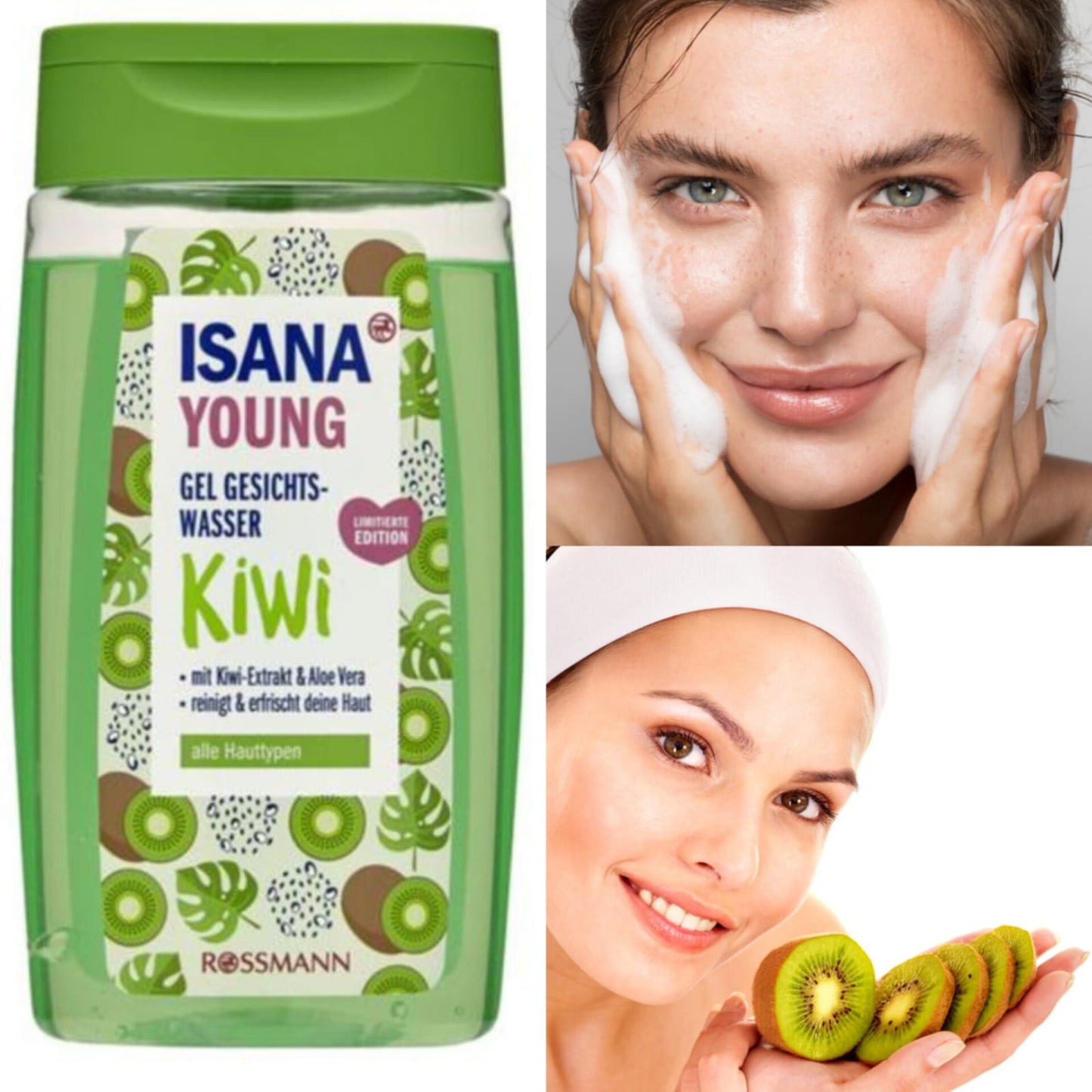 Buy Isana Facial Wash For Alll Skin Types, With Kiwi 🥝 & Aloe Vera Extract, Cleanser ;  Refreshes Your Skin, Vegan 100% Get Free 90 Capsules Aloe Vera