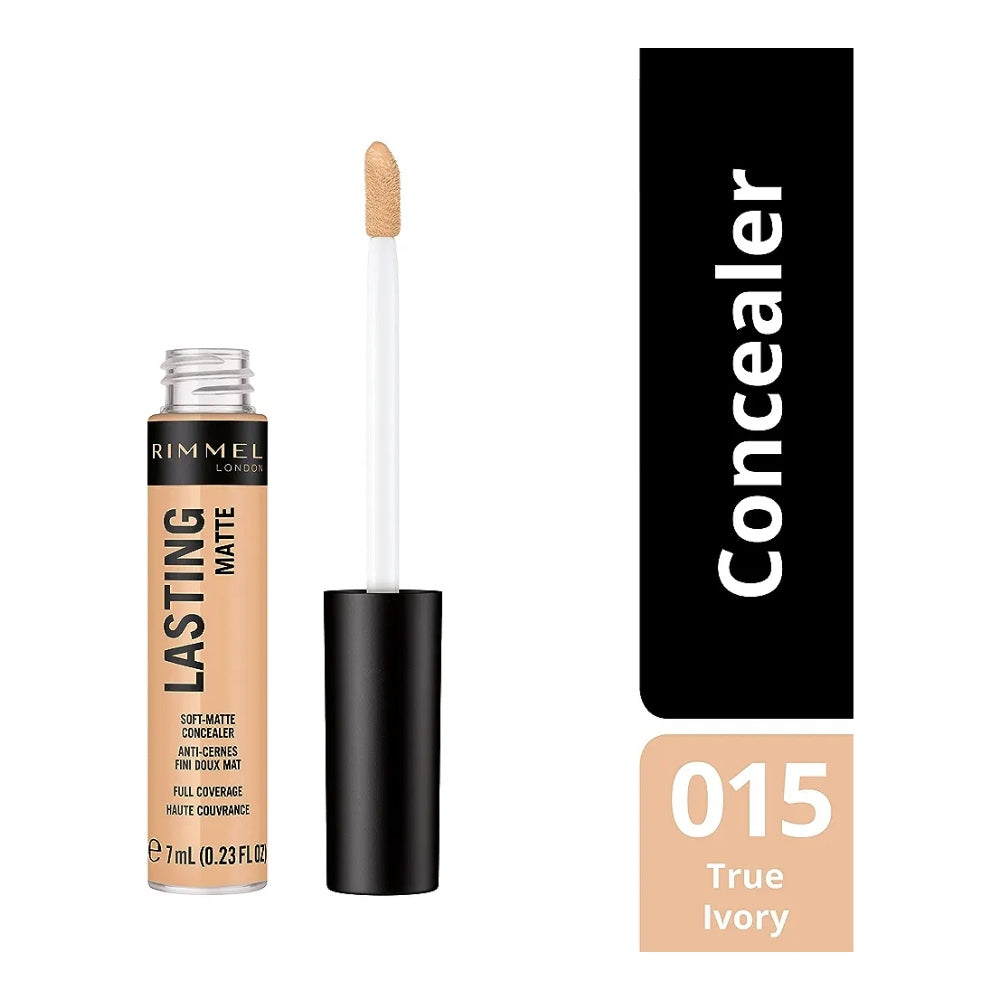 Rimmel London, Lasting Matte Concealer, 015 True Ivory, 7 ml ( Full Coverage & Hydrated Coverage )