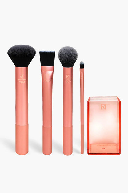 Real Techniques Base Flawless Base Brush Set ( Foundation , Concealer & Highlighter ) + Holder