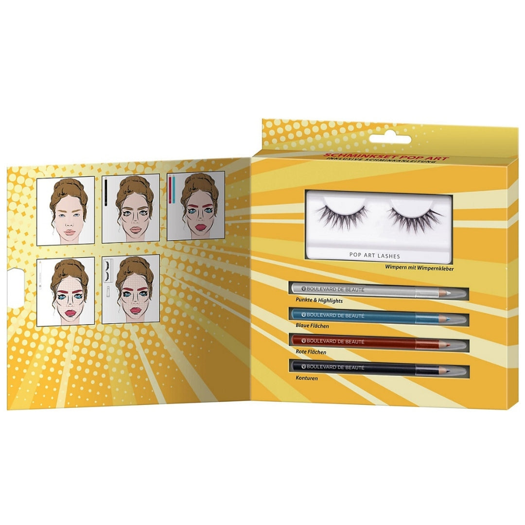 Buy Boulevard de Beaute
Makeup Set - Pop Art ( Kohl White Blue Black + Red Lip Liner + Eyelashes ) Get Free 90 pcs Capsule Aloe Vera