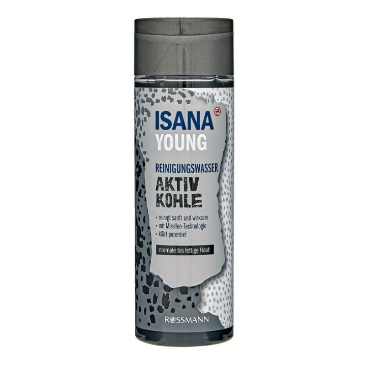 Isana Young Makeup Remover Cleaning  Water Active Charcoal 
Gently and Effectively Cleanses Deep Into the Pores With micellar  Technology ( Normal to Oily Skin )