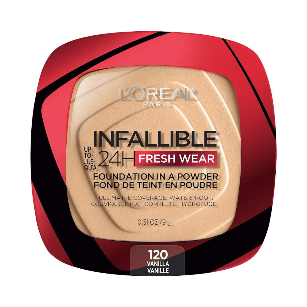 L'Oreal Paris Infallible Fresh Wear Foundation in a Powder, Up to 24 Hour Wear, 120 Vanilla