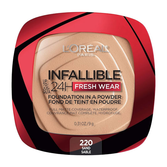 L'Oreal Paris Infallible Fresh Wear Foundation in a Powder, Up to 24 Hour Wear, 220 Sand