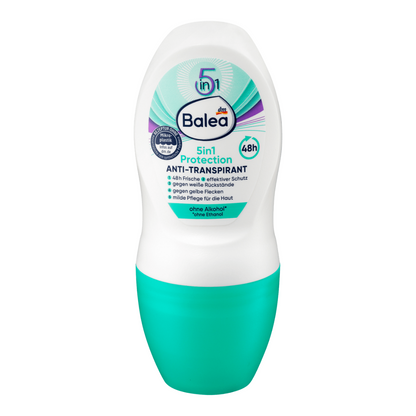 Balea Anti Transpirant 5 In 1 Protection Roll On , 50 ml  , 48 Hours