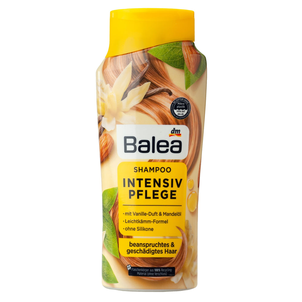 Balea Shampoo intensive Care With Vanilla Scent & Almond Oil Easy Comb Formul Without Silicones Stressed & Damaged Hair