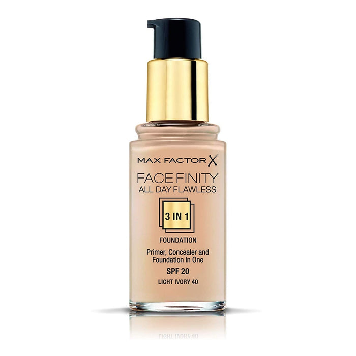 Max Factor Face Finiyu All Day Flawless 3 In 1 Primer Concealer Foundation ( Light Ivory 40 )
