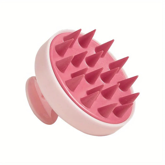 Hair Shampoo Brush,Scalp Massager Brush,Manual Head Scalp Massage Brush for Wet & Dry, Soft Silicone Bristles Care for The Scalp, Promote Hair Growth (Pink)