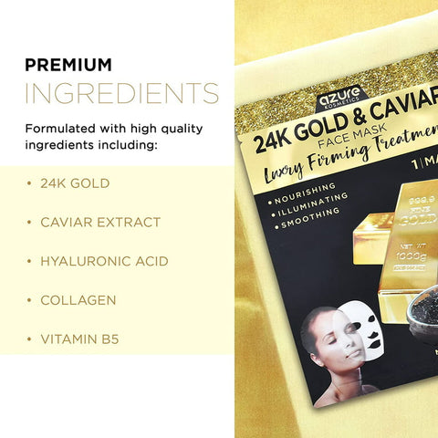 Lareen 24K Gold Caviar Sheet Mask ( 24k Gold , Caviar Extract , Hyaluronic Acid , Collagen & Vitamin B5 )