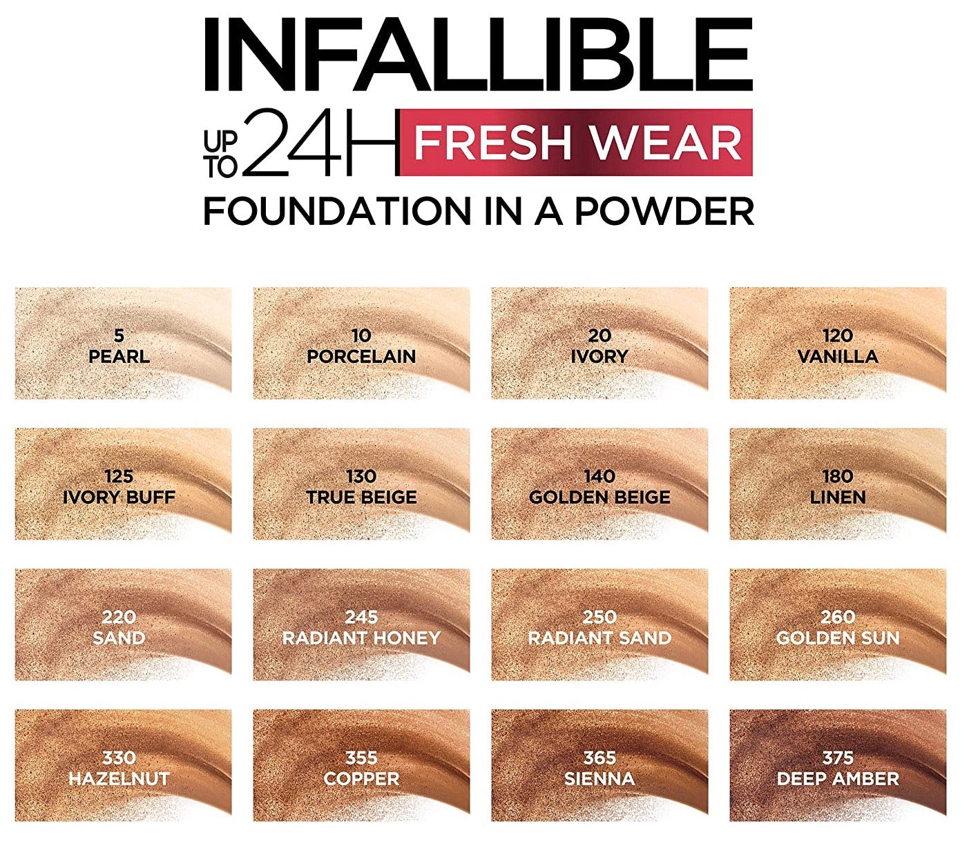 L'Oreal Paris Infallible Fresh Wear Foundation in a Powder, Up to 24 Hour Wear, 180 Linen