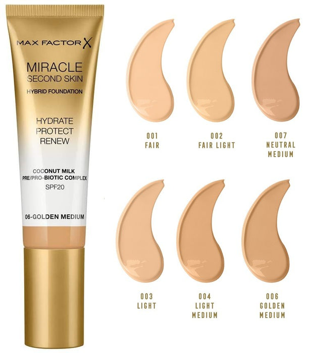 Max Factor Miracle Touch Second Skin, 06 - Golden Medium, 30 ml + SPF 20