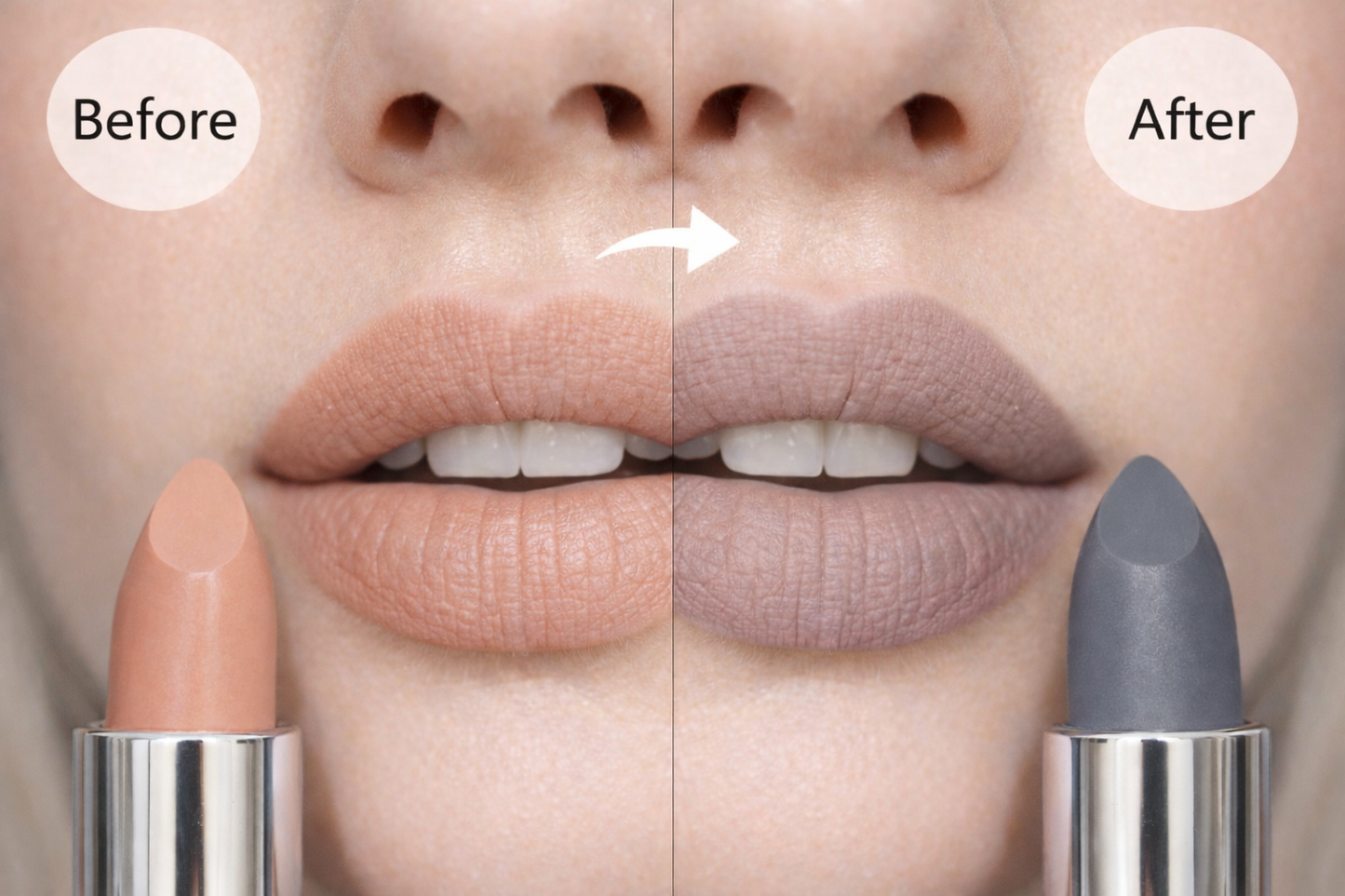 Shaka Matte Lipstick 106 London Smoke  لونه رمادي وظيفته تغير لون الحمرا