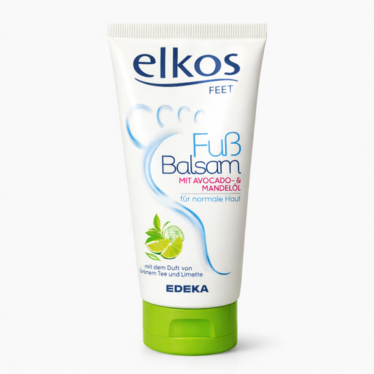 Elkos Foot Cream With Avocado & Almond Oil (Tea ☕ & Lime 🍋‍🟩) 100ml ( Défaut Emballage)