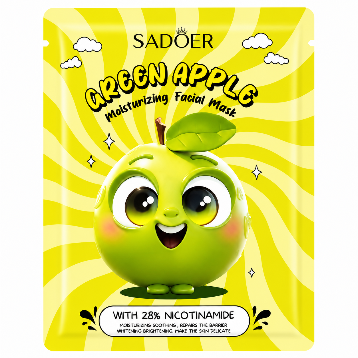 Sadoer Green Apple 28% Nicotinamide Moisturizing & Repair Face Sheet Mask