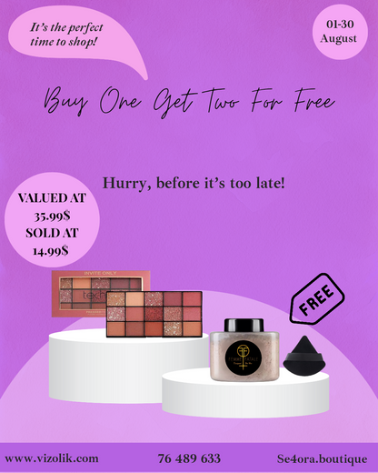 Buy Technic Invite You Eyeshadow Palette ( Nude )Get Free Femme Fatale Loose Powder+ Powder Puff