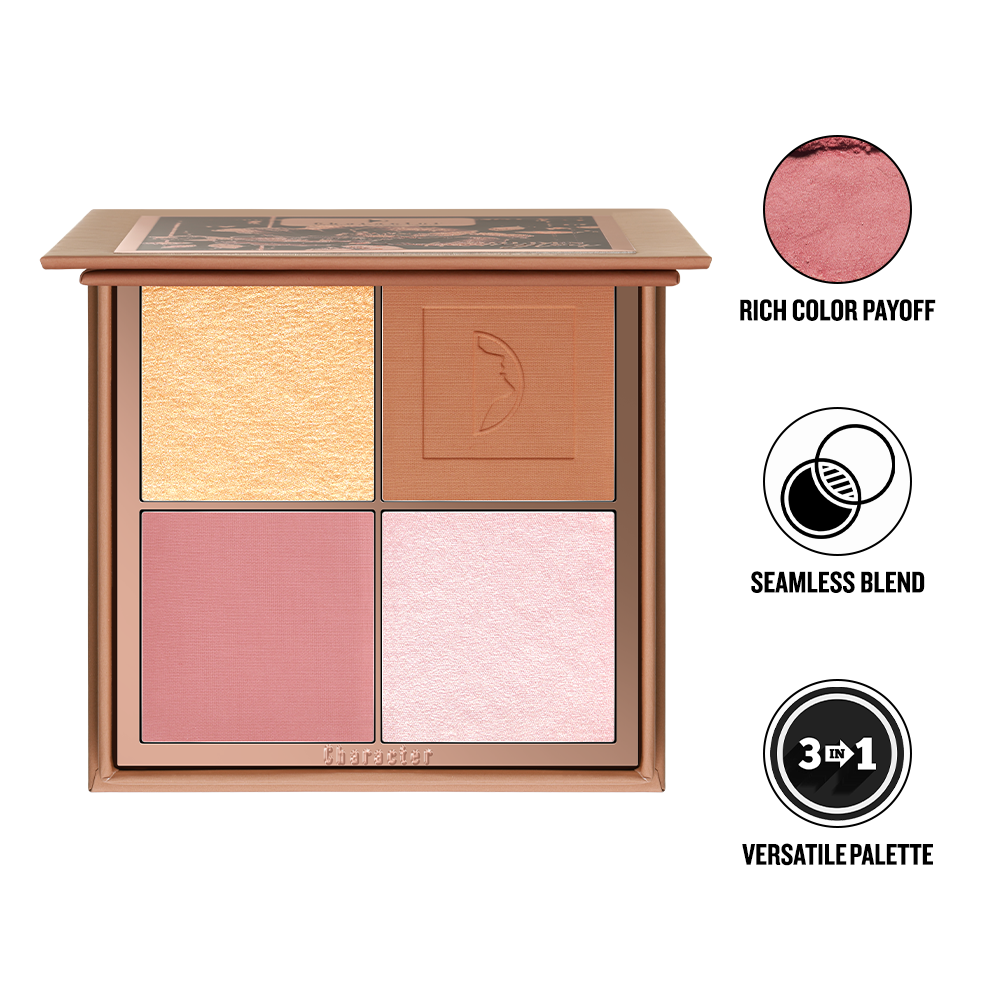 Character 4 Color Blush & Highlighter Palette Golden Hour Glow - CGP101