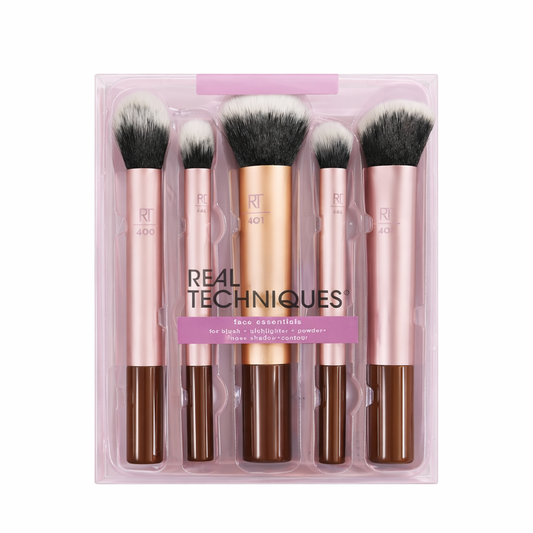Real Techniques Every Day Essential Brush 5 pcs (  Powder , Highlighter , Blush , Nose Shadow , Contour ) ( Dubai Edition )