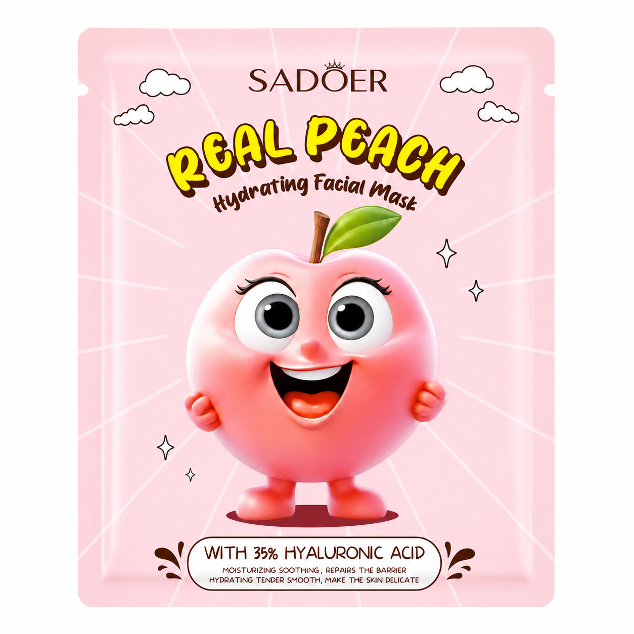 Sadoer Real Peach 🍑 35% Hyaluronic Acid Moisturizing & Repair Face Sheet Mask
