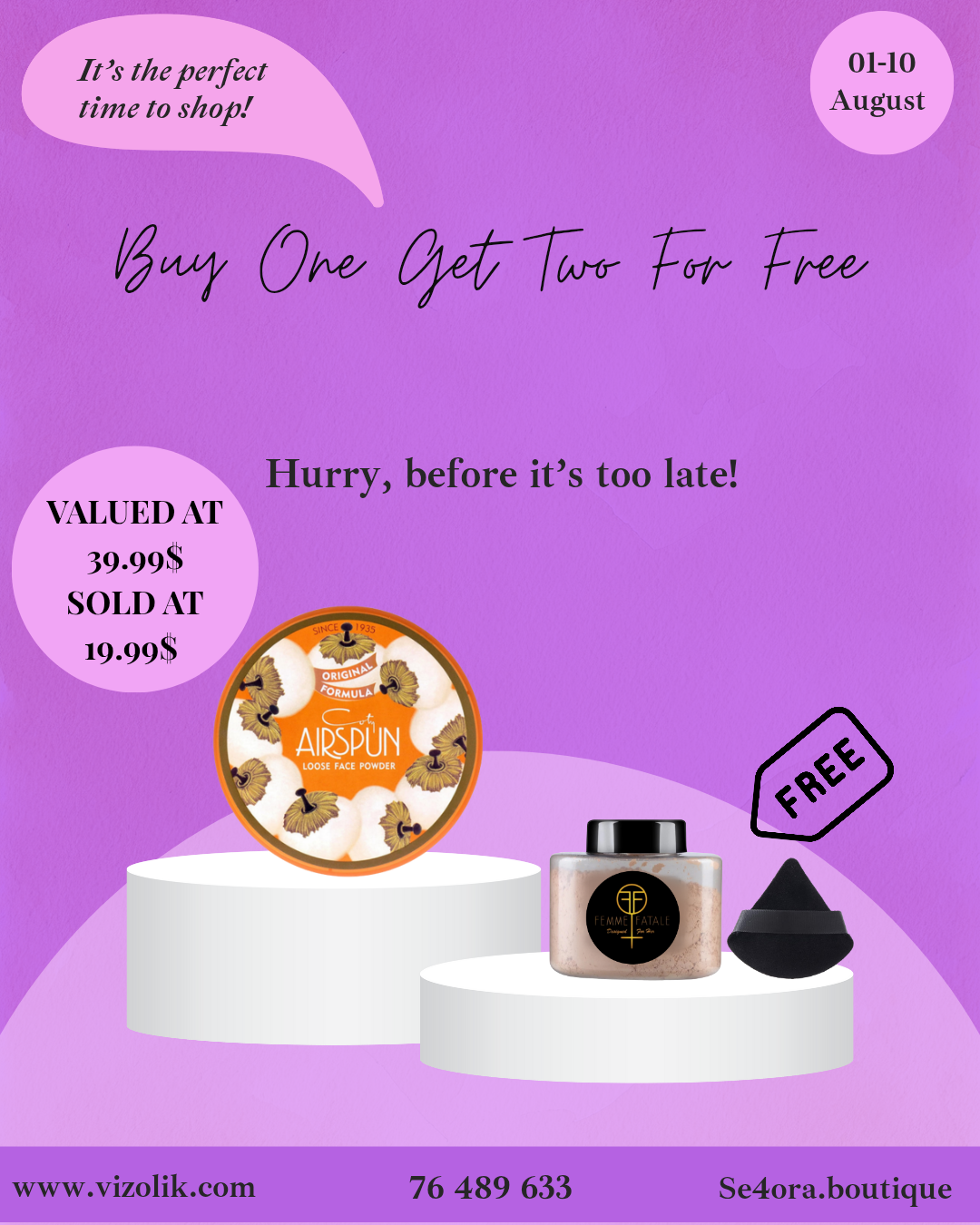 Buy Coty AirSpun Translucent Loose Powder Get Free Femme Fatale Loose Powder & Powder Puff