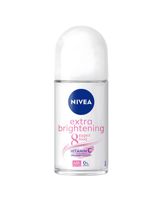 Nivea Dry Confort Anti Transpirant Extra Brightening Roll On , Vitamin C , Collagen Booster , 50 ml  , 48 Hours Protection , 0% Alcohol
