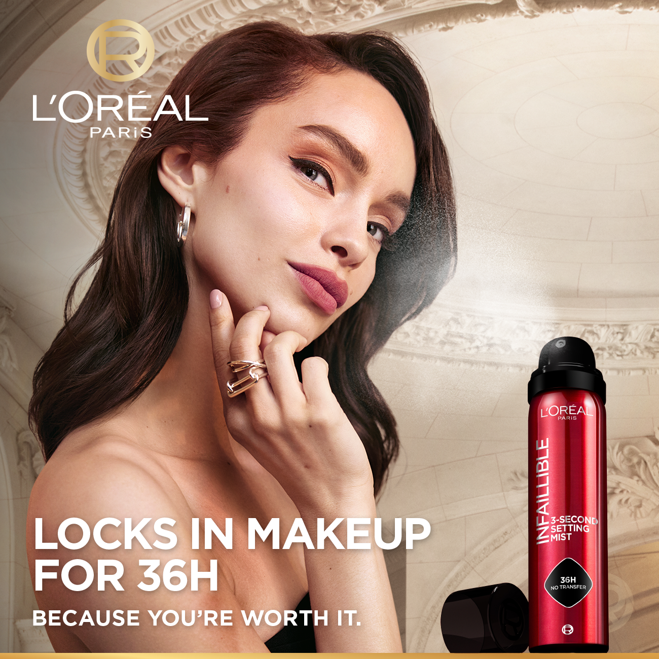 L’Oréal Paris Infaillible 3-second Setting Mist Spray, Locks Makeup For 36h Of Long Wear, With No Transfer, No Marks, No Stickiness
