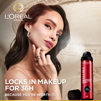 L’Oréal Paris Infaillible 3-second Setting Mist Spray, Locks Makeup For 36h Of Long Wear, With No Transfer, No Marks, No Stickiness