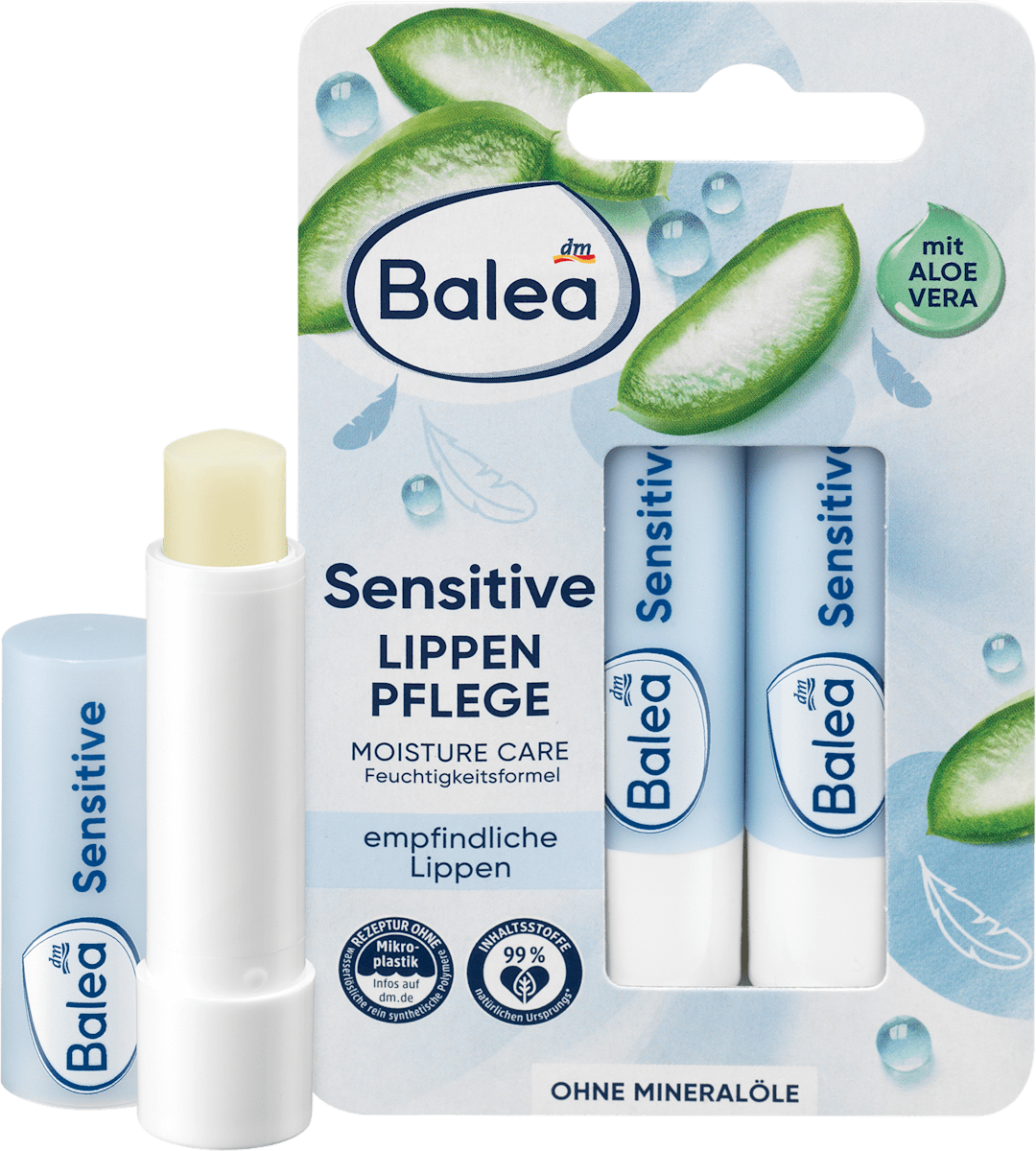 Balea Sensitive Lip Balm ( Aloe Vera ) Duo  ( 2 pcs )
