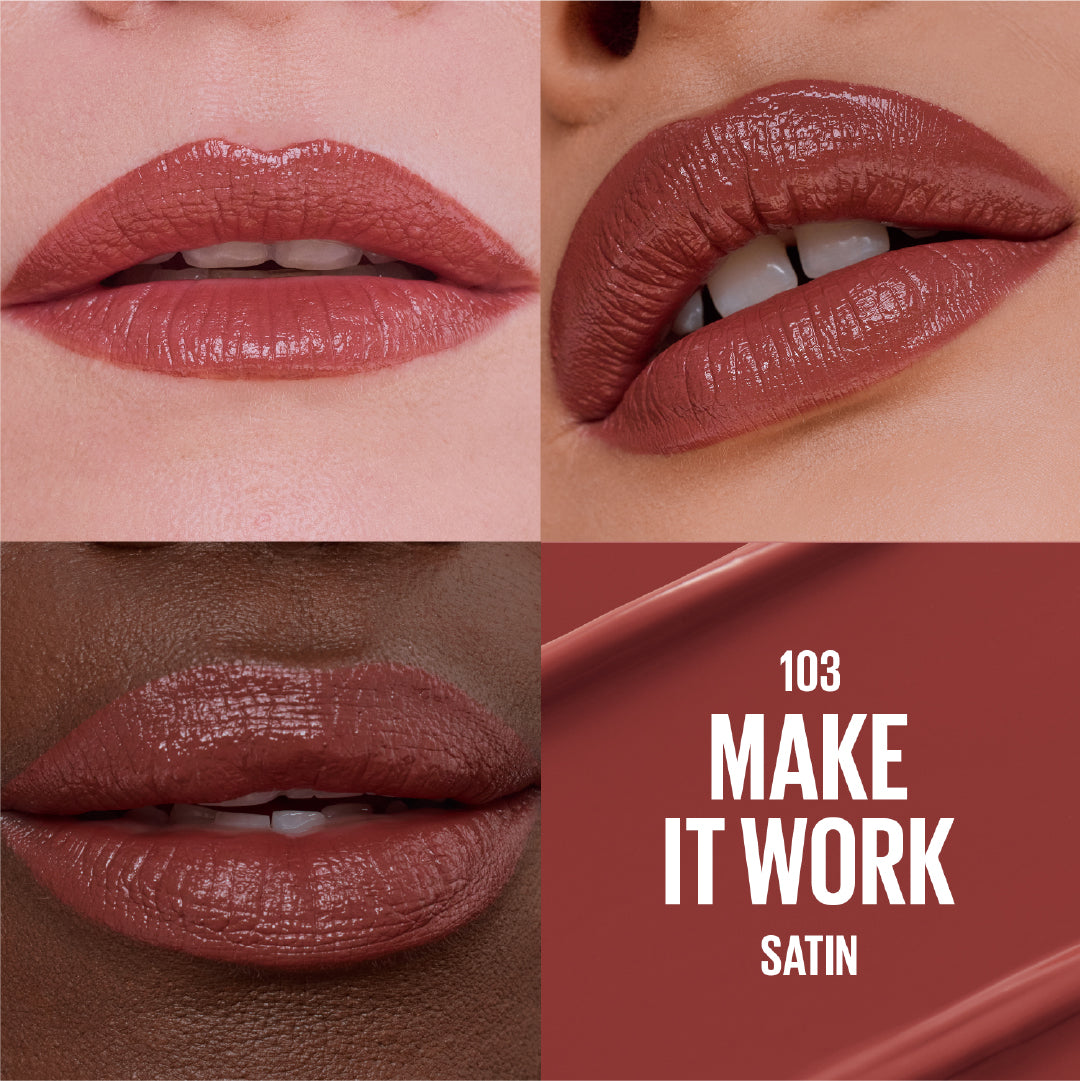 Maybelline Serum Lipstick, Hydrating Lip Makeup with 8HRs of Lip Plumping Moisture with Hyaluronic Acid + Oil Blend 103 Make It Work