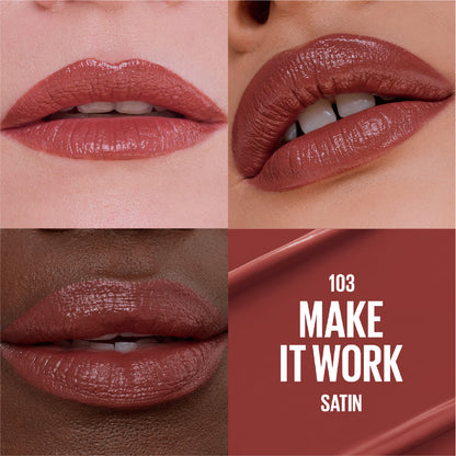 Maybelline Serum Lipstick, Hydrating Lip Makeup with 8HRs of Lip Plumping Moisture with Hyaluronic Acid + Oil Blend 103 Make It Work