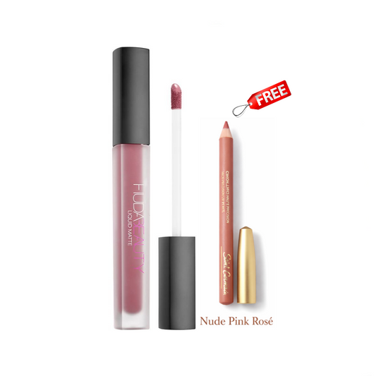 Huda Beauty Liquid Matte Lipstick Gossip Gurl Free Saint Germain Lip Liner C36