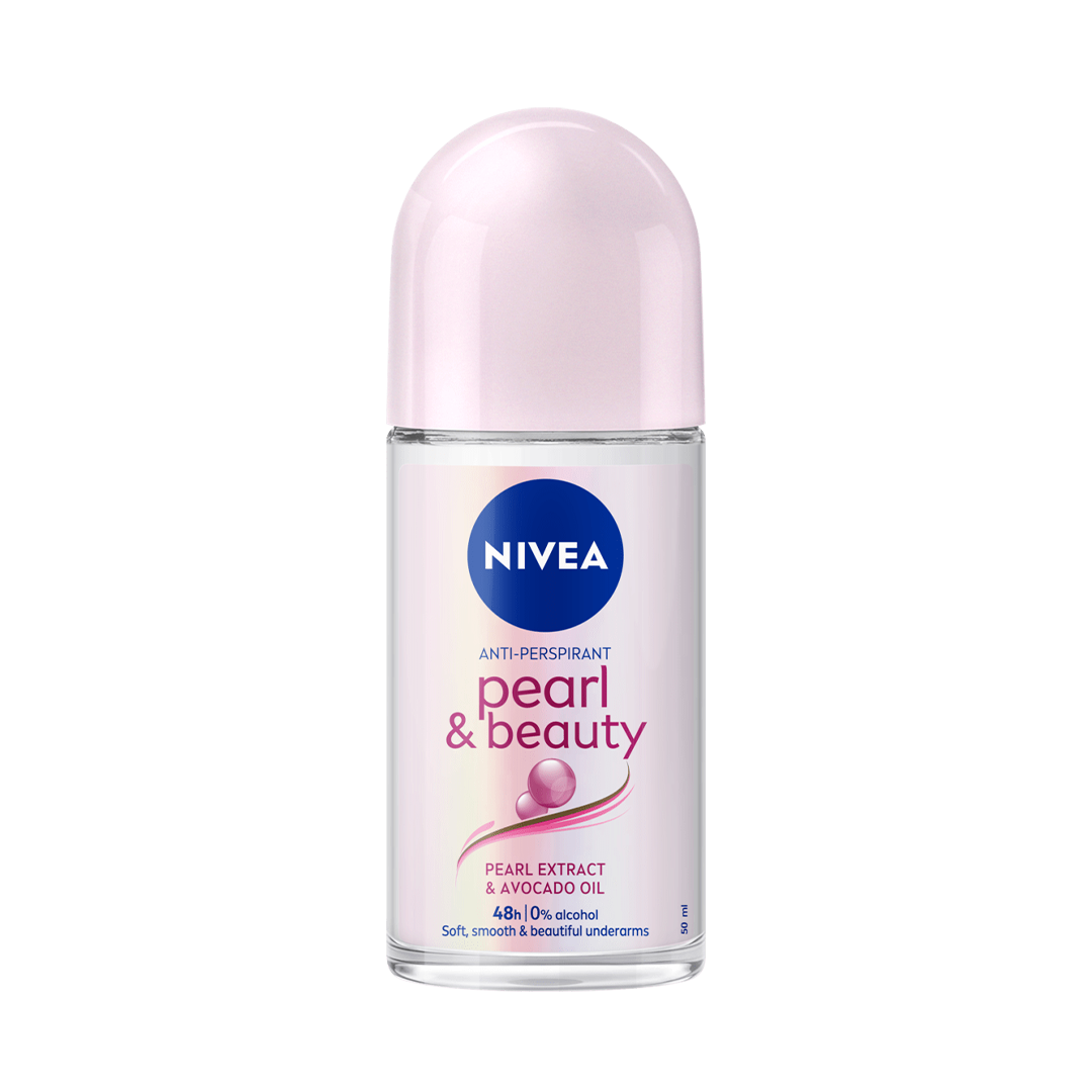 Nivea Pearl & Beauty Anti Transpirant Soft Smooth Roll On , Avocado Oil , 50 ml  , 72 Hours Protection , 0% Alcohol