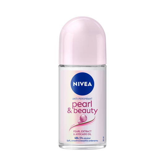 Nivea Pearl & Beauty Anti Transpirant Soft Smooth Roll On , Avocado Oil , 50 ml  , 72 Hours Protection , 0% Alcohol