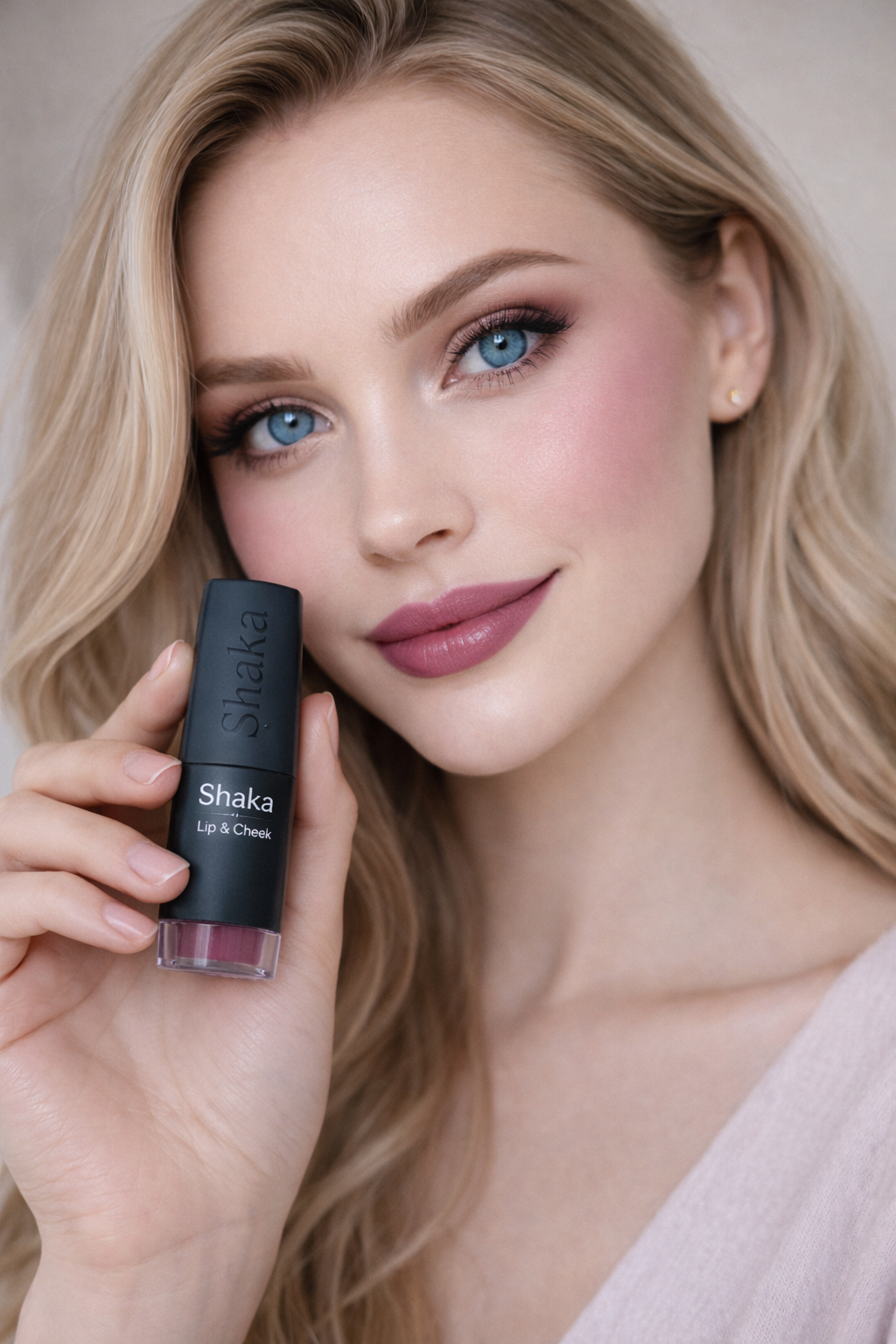 Shaka Innovative Beauty Cheek & Lipstick 102 Elegant Rose ( لون صاير على Bois de Rose ) ( Lipstick & Creamy Blush )