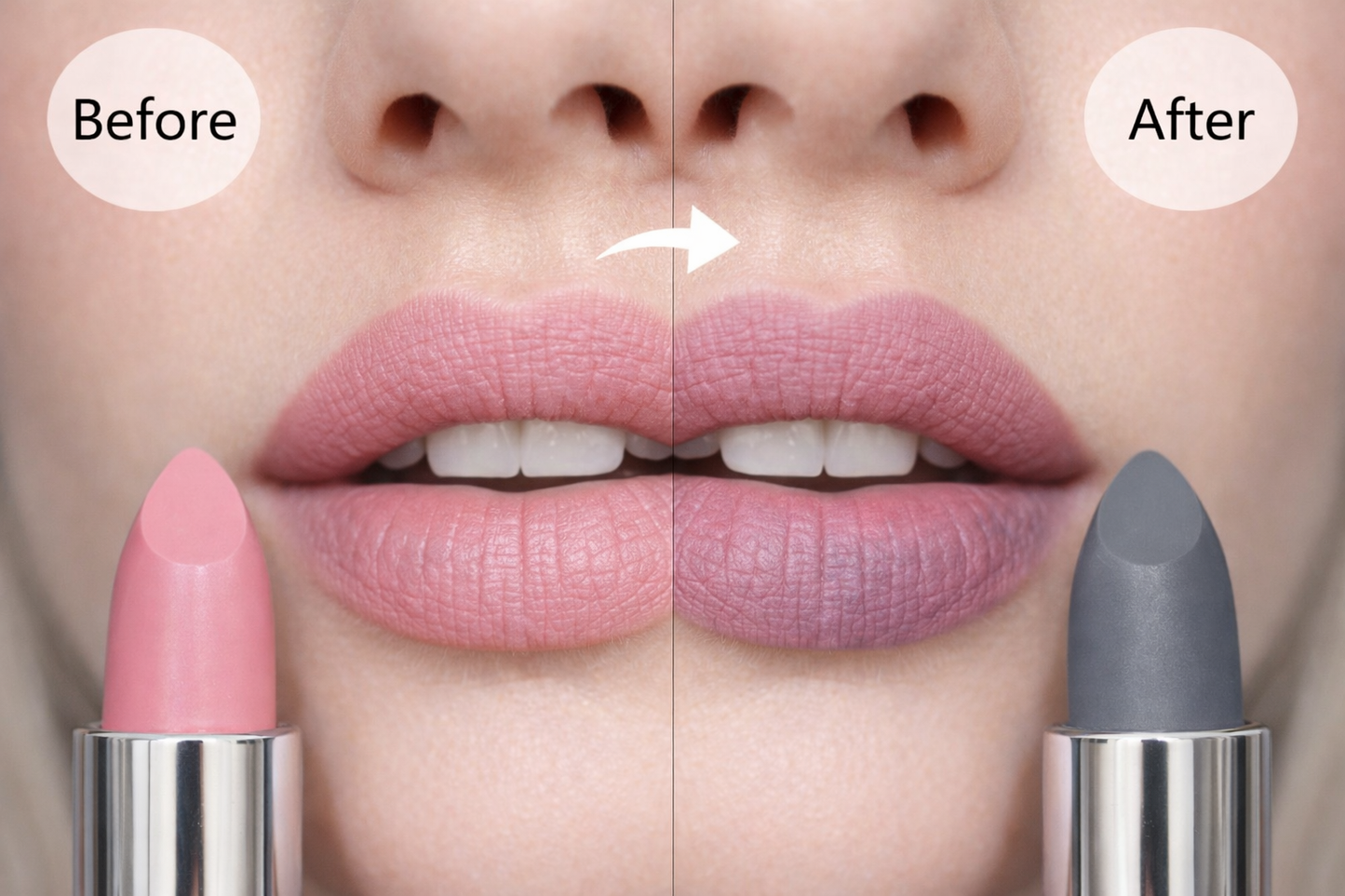 Shaka Matte Lipstick 106 London Smoke  لونه رمادي وظيفته تغير لون الحمرا